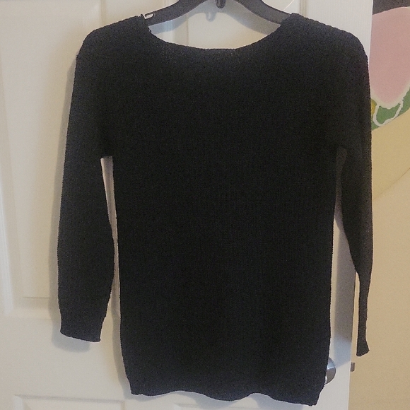Jennifer Lauren SzXL Black Ribbed cotton blend Sweater with Pearl Embellishments - Picture 4 of 4